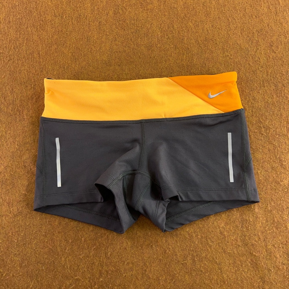 Nike Womens XS Gray Orange Dri-FIT Reflective Running Shorts